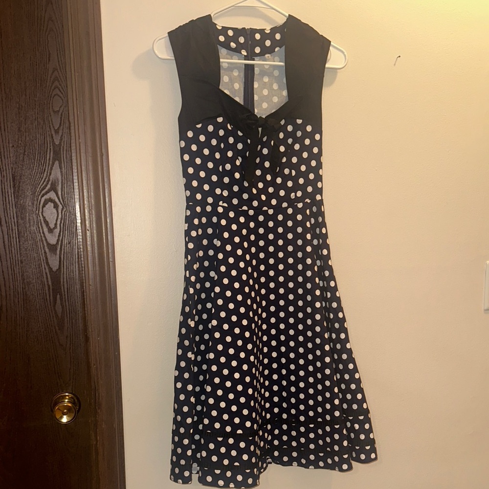 Vintage Navy and White Polka Dot Dress